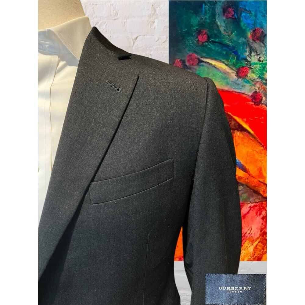 Burberry London 39S Charcoal Gray Super 100s Blazer Sport Coat Jacket - Picture 3 of 14